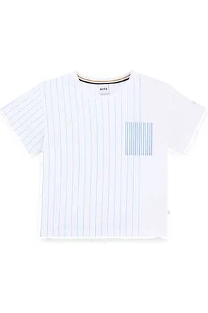 HUGO BOSS Loose-Fit Kids-T-Shirt aus Baumwolle mit Streifen-Akzenten