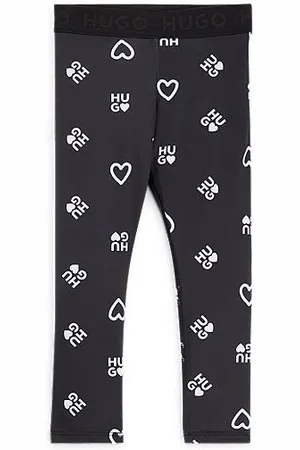 HUGO BOSS Kids-Leggings aus Stretch-Gewebe mit Herzen und Logos