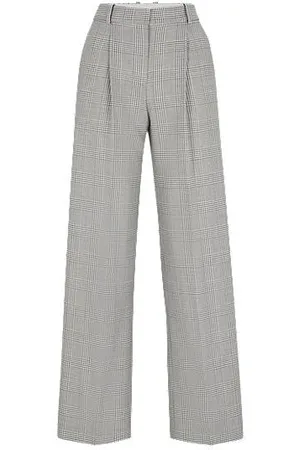 HUGO BOSS Straight-Fit Hose aus Schurwolle mit Glencheck-Muster