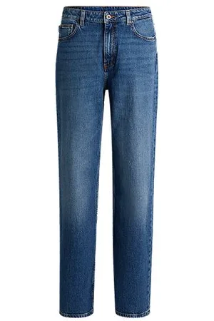 HUGO BOSS Lange Straight-Fit Jeans aus blauem Stretch-Denim