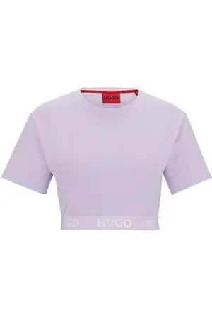 HUGO BOSS T-Shirt aus Baumwoll-Mix mit Rundhalsausschnitt und Logo-Bund