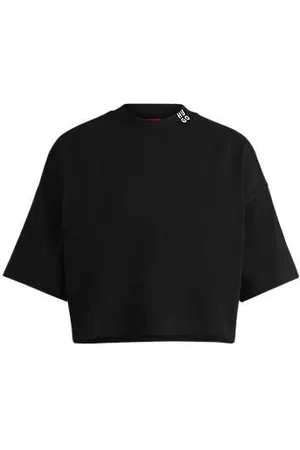 HUGO BOSS Relaxed-Fit T-Shirt aus Baumwoll-Jersey in Cropped-Länge mit Stack-Logo