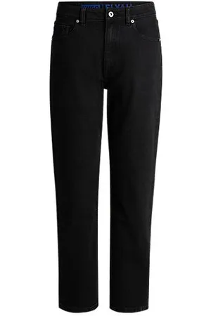 HUGO BOSS Straight-Fit Jeans aus schwarzem Stretch-Denim