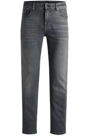 HUGO BOSS Maine Regular-Fit Jeans aus grauem Stretch-Denim