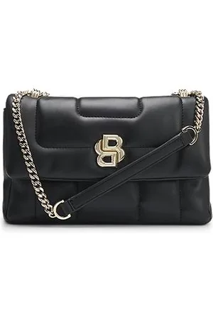 HUGO BOSS Gesteppte Schultertasche mit Double-B-Monogramm aus Metall