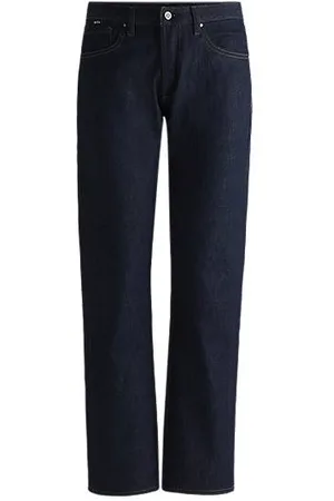 HUGO BOSS Straight-Fit Jeans aus komfortablem Stretch-Denim in unbehandeltem Blau