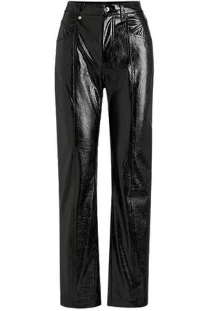 HUGO BOSS Straight-Fit Hose aus Kunstlackleder