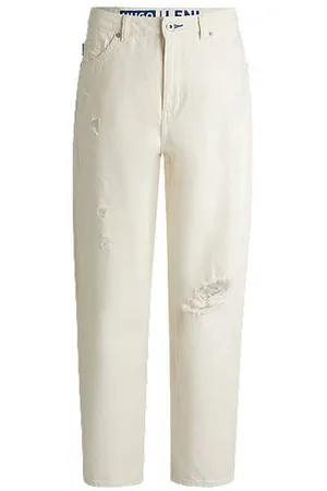 HUGO BOSS Relaxed-Fit Jeans aus Used-Denim mit weitem Beinverlauf