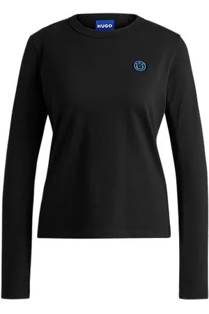 HUGO BOSS Top aus Baumwoll-Jersey mit Happy Logo-Aufnäher