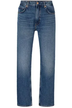HUGO BOSS Regular-Fit Jeans aus mittelblauem Stone-washed Baumwoll-Denim