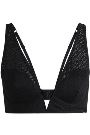 HUGO BOSS Triangel-BH aus Monogramm-Spitze mit Metall-Logo