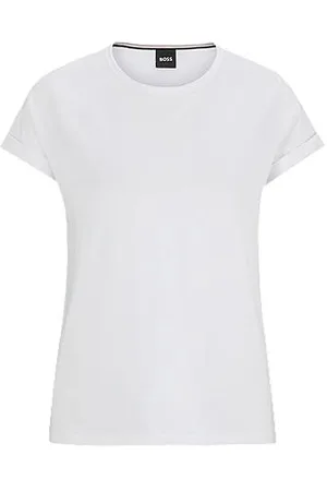 HUGO BOSS T-Shirt aus Baumwoll-Jersey mit umgeschlagenen Ärmelbündchen