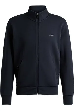 HUGO BOSS Sweatjacke aus Stretch-Baumwolle mit Reißverschluss und Logo-Print