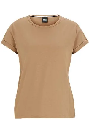 HUGO BOSS T-Shirt aus Baumwoll-Jersey mit umgeschlagenen Ärmelbündchen
