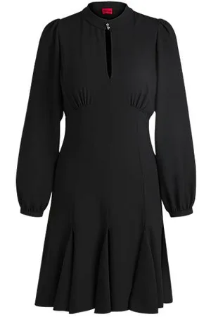 HUGO BOSS Kleid aus Krepp mit geknöpftem Stehkragen
