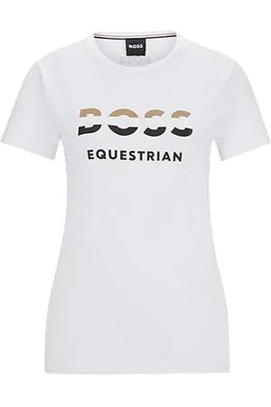 HUGO BOSS Reitsport-T-Shirt aus Stretch-Baumwolle mit Logo-Details