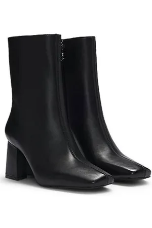HUGO BOSS Ankle Boots aus Nappaleder mit Blockabsatz