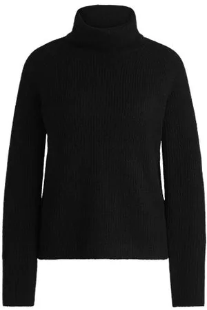 HUGO BOSS Rollkragenpullover aus geripptem Material-Mix mit Woll-Anteil