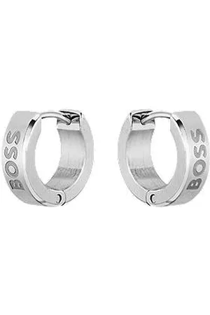 HUGO BOSS Creolen in Silber-Optik mit Logo-Gravur