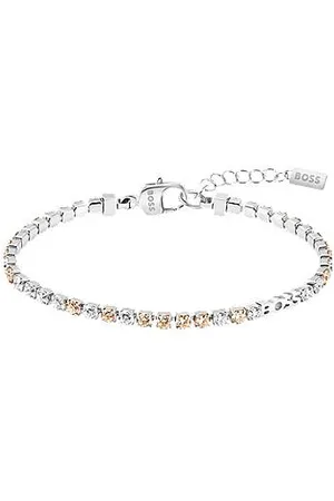 HUGO BOSS Silver-tone tennis bracelet with clear and champagne crystals