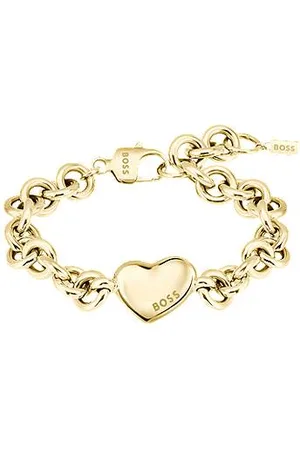 HUGO BOSS Goldfarbenes Gliederarmband mit Herzanhänger