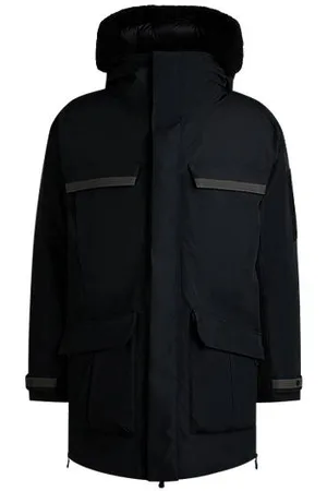 HUGO BOSS Wasserabweisender Parka mit abnehmbarem Fleece-Besatz an der Kapuze