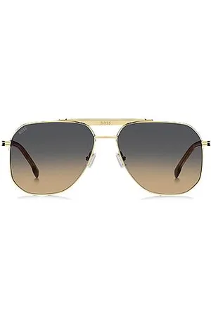 HUGO BOSS Goldfarbene Sonnenbrille mit Double-B-Monogrammen