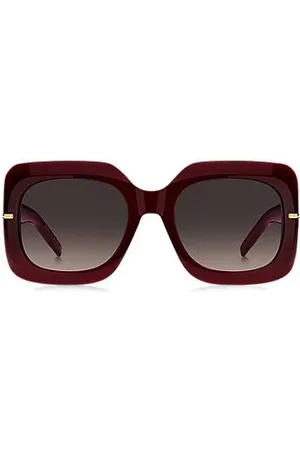 HUGO BOSS Sonnenbrille aus burgunderrotem Acetat mit goldfarbenen Scharnieren
