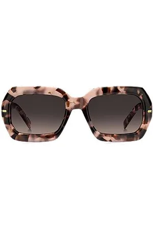 HUGO BOSS Sonnenbrille mit rosafarbenem Havanna-Muster und goldfarbenen Scharnieren