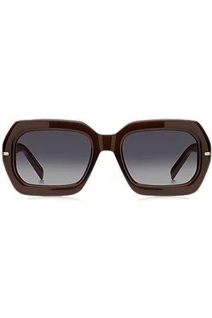 HUGO BOSS Sonnenbrille aus braunem Acetat mit gemusterten Bügeln