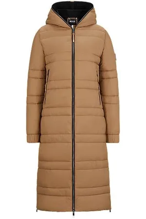 HUGO BOSS Lange Reitsport-Daunenjacke mit seitlichen Reißverschlüssen