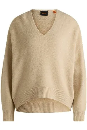 HUGO BOSS Relaxed-Fit Pullover aus Woll-Mix mit V-Ausschnitt