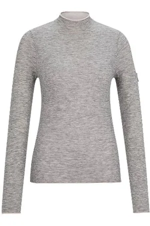 HUGO BOSS Reitsport-Pullover aus softem Strick mit zweifarbigem Effekt