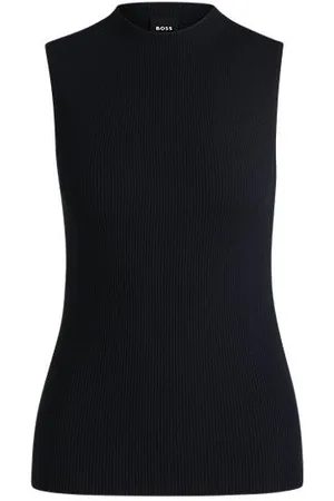 HUGO BOSS Ärmelloses Top aus geripptem Gewebe mit Stehkragen
