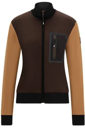 HUGO BOSS Reitsport-Cardigan mit Logo-Aufnäher zum Überziehen