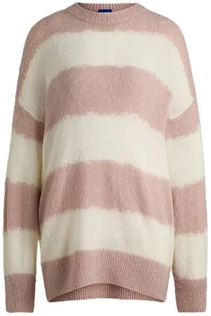 HUGO BOSS Oversized Pullover mit unregelmäßigen Blockstreifen