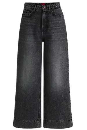 HUGO BOSS Jeans aus festem schwarzem Denim mit weitem Beinverlauf