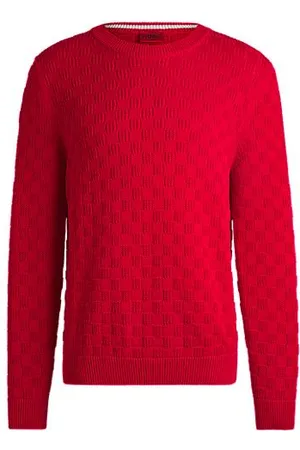 HUGO BOSS Relaxed-Fit Pullover aus Baumwolle mit Jacquard-Muster