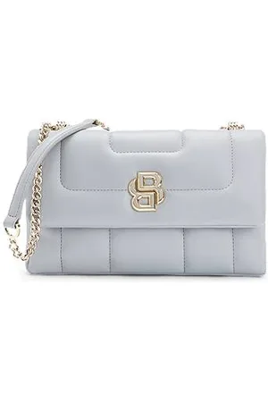 HUGO BOSS Gesteppte Schultertasche mit Double-B-Monogramm aus Metall