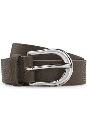 HUGO BOSS Gürtel aus italienischem Leder mit Metalldetails in polierter Silber-Optik