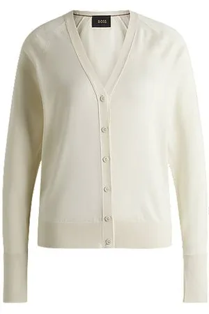 HUGO BOSS Relaxed-Fit Strickjacke mit Woll-, Seiden- und Kaschmir-Anteil
