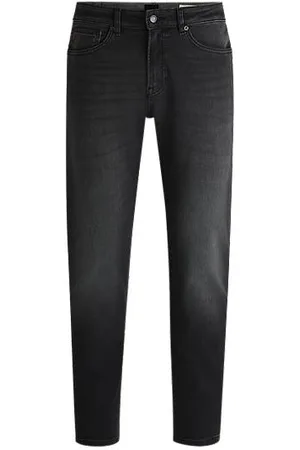 HUGO BOSS Maine Regular-Fit Jeans aus schwarzem Super-Stretch-Denim