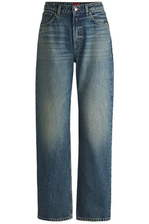 HUGO BOSS Relaxed-Fit Jeans aus blauem Denim mit getönten Effekten