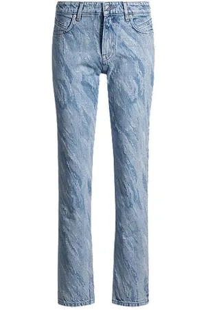 HUGO BOSS Slim-Fit Jeans aus blauem Denim mit gelasertem Muster