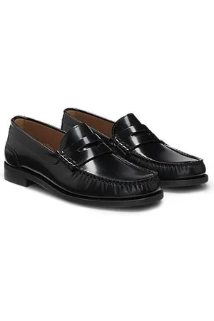 HUGO BOSS Loafers aus gebürstetem Leder mit Pennyloafer-Detail