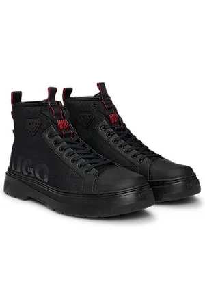 HUGO BOSS Schnürboots mit Logo in Glanz-Optik