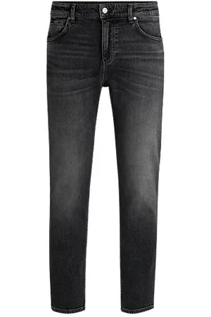 HUGO BOSS Maine Regular-Fit Jeans aus bequemem schwarzem Stretch-Denim