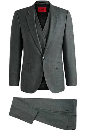HUGO BOSS Extra Slim-Fit Dreiteiler Anzug aus fein gemustertem Stretch-Gewebe