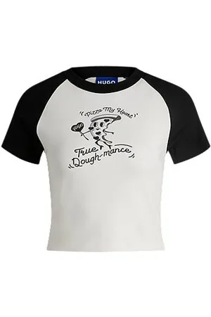 HUGO BOSS Regular-Fit T-Shirt aus Baumwolle mit Raglanärmeln und saisonalem Artwork