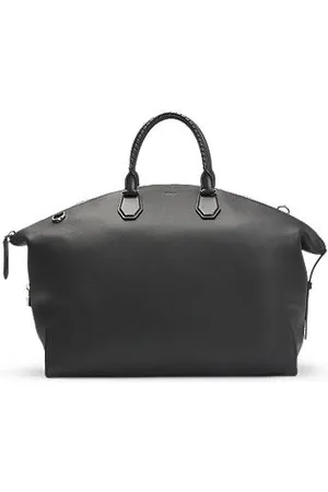 HUGO BOSS Weekender aus genarbtem Leder mit abnehmbarem Vorhängeschloss aus Metall